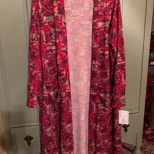 Sold...NWT LULAROE Sarah Red Paisley Duster XL